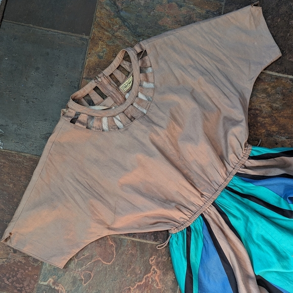 1980's COTTON DRESS full skirt 80's S - Picture 10 of 12